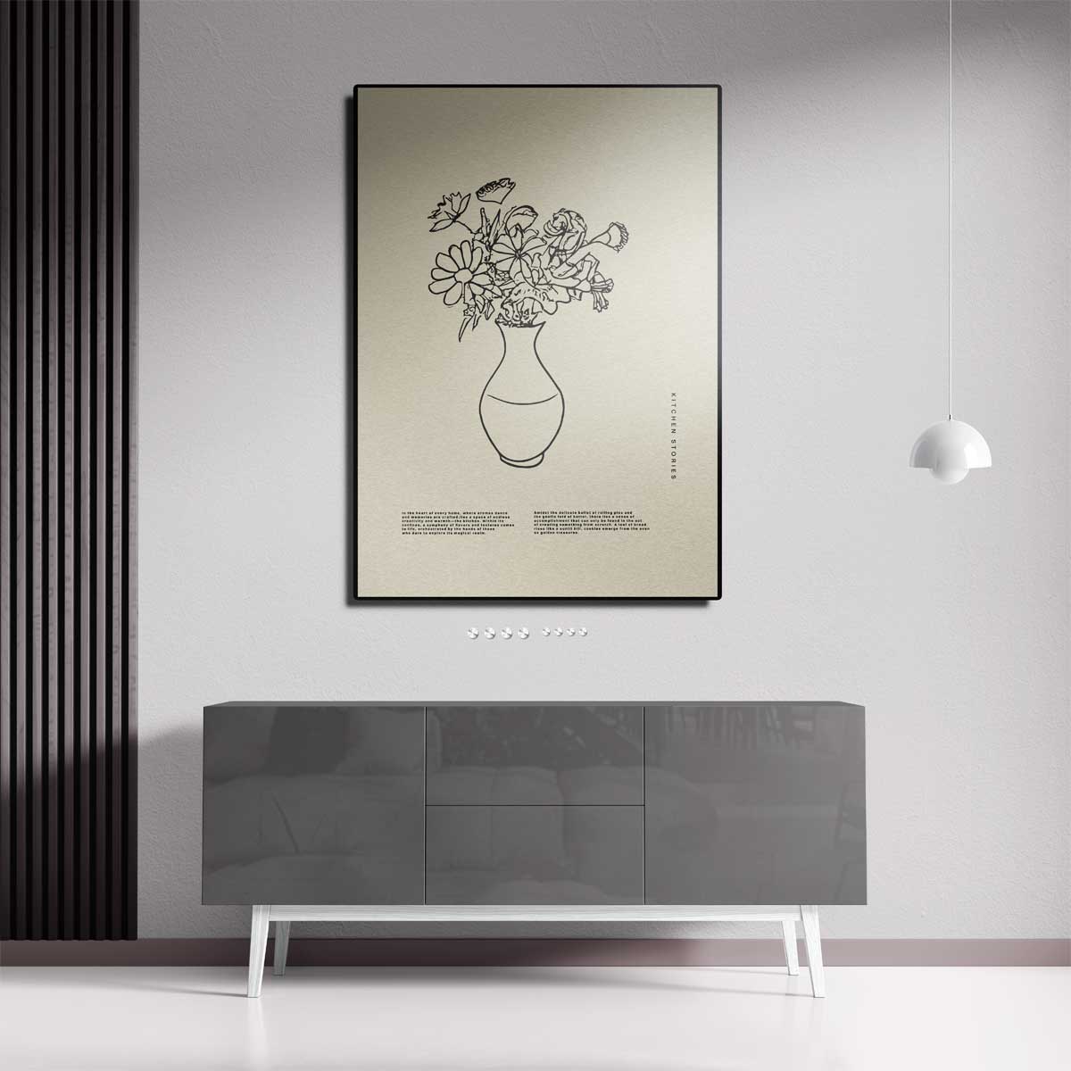 Vaas met Bloemen Lijntekening Kunstwerk-canvas-dibond-plexiglas-wanddecoratie-WallArtistic