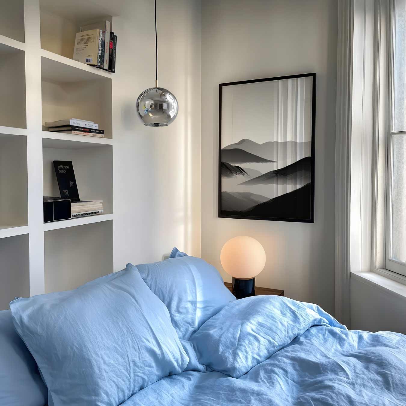 Rustgevende Bergen in Zwart-Wit Poster
