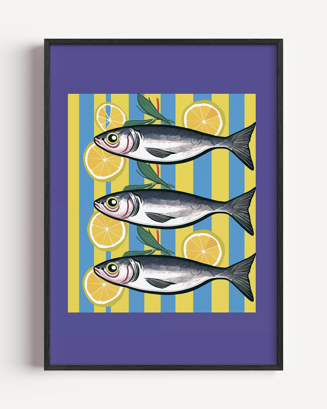 Retro Vissen en Citroenen Poster-WallArtistic