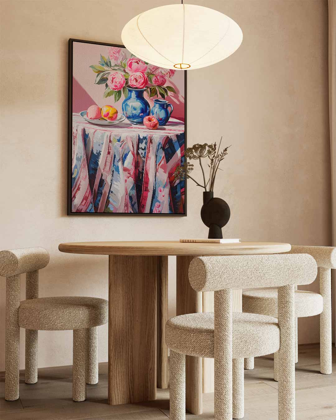 Kleurrijk Stilleven met Vaas en Pioenrozen Kunstwerk-canvas-dibond-plexiglas-wanddecoratie-WallArtistic