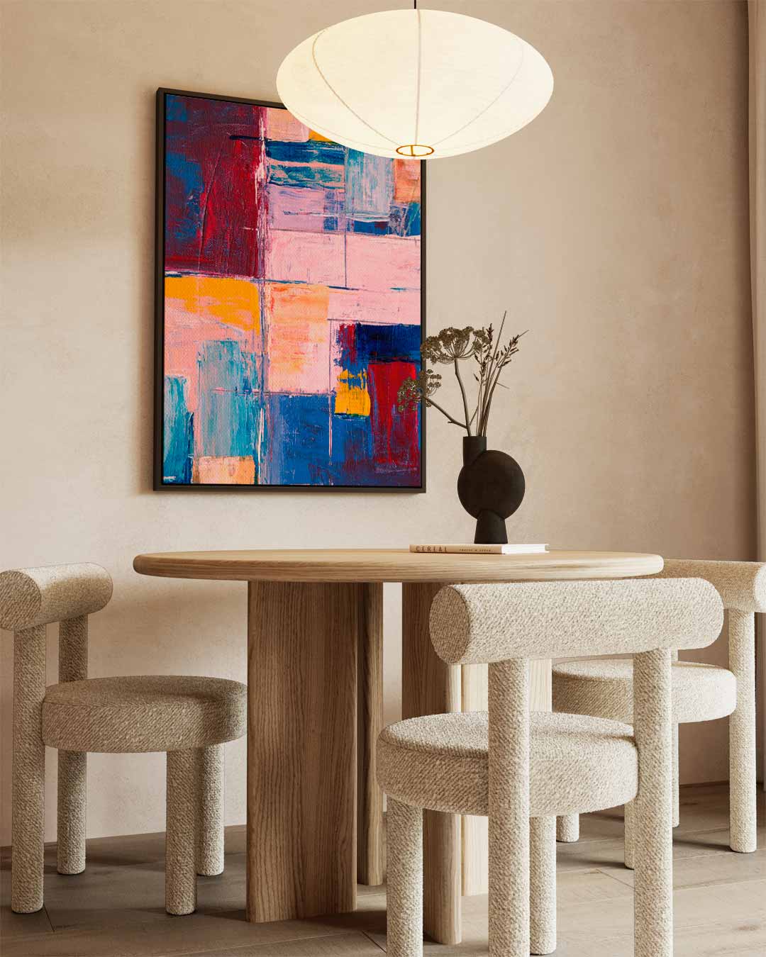 Kleurrijke Abstracte Compositie Kunstwerk-canvas-dibond-plexiglas-wanddecoratie-WallArtistic