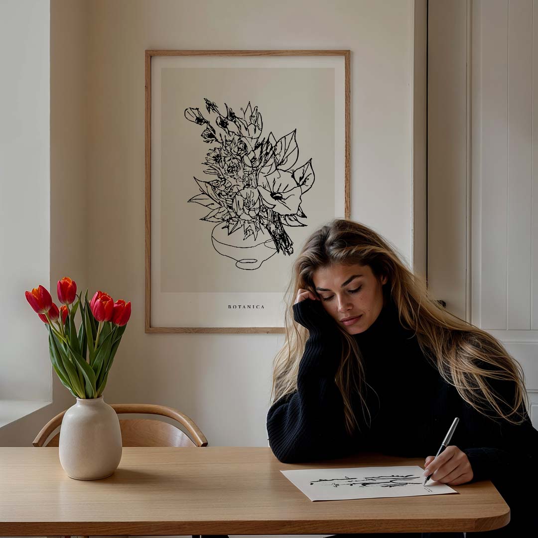 Botanica Zwart-Wit Bloemenposter-WallArtistic