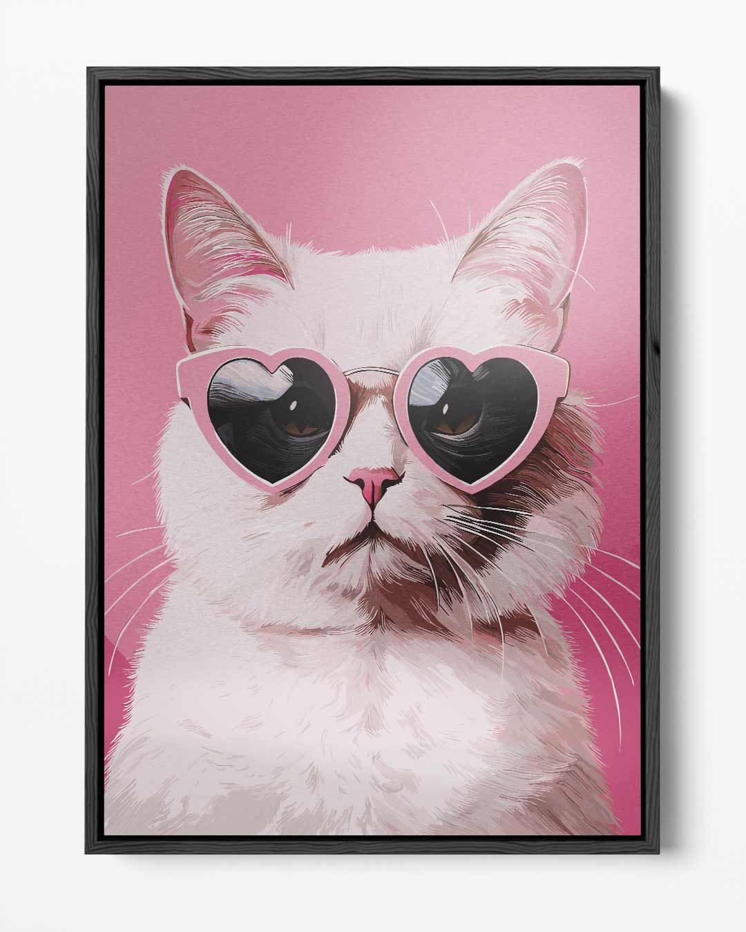 Coole Kat met Hartjesbril Kunstwerk-canvas-dibond-plexiglas-wanddecoratie-WallArtistic