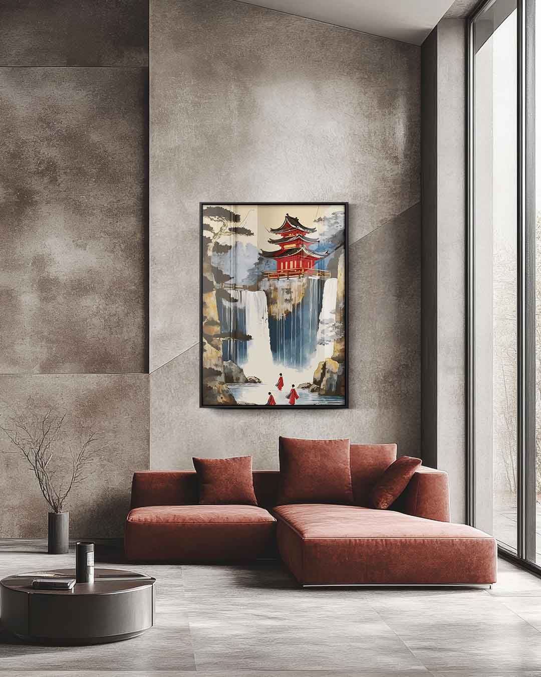 Zen Watervallen Kunstwerk-canvas-dibond-plexiglas-wanddecoratie-WallArtistic