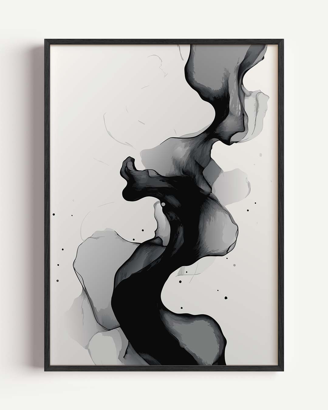 Abstracte Zwart-Wit Stroming Poster-WallArtistic