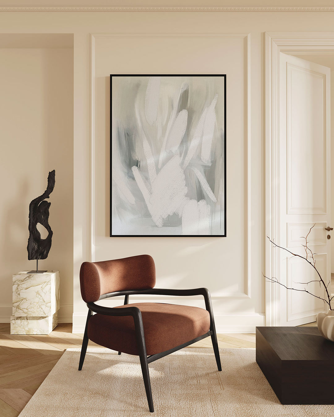 Vloeiende borstelvegen Kunstwerk