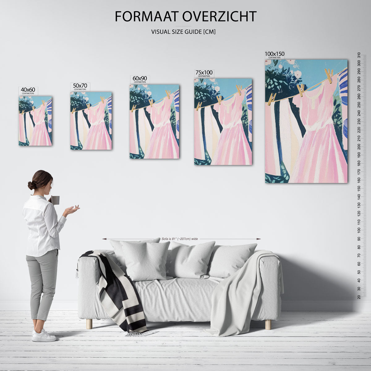 Kleurrijke waslijn Kunstwerk
