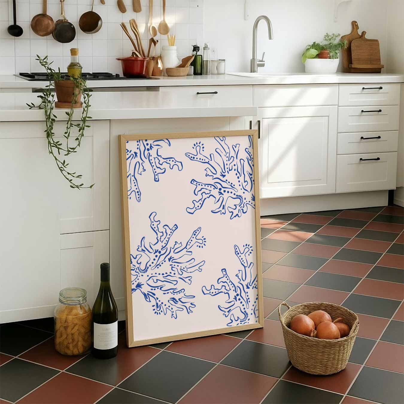 Blauwe Koraalpatroon Poster-WallArtistic