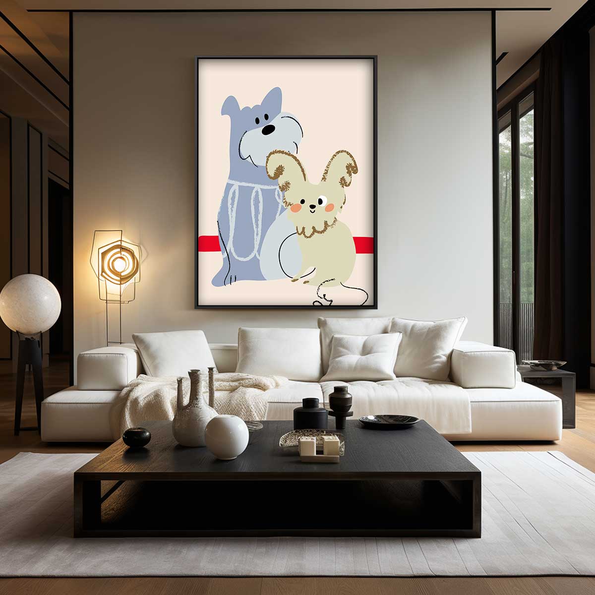 Dierenvrienden Illustratie Kunstwerk-canvas-dibond-plexiglas-wanddecoratie-WallArtistic