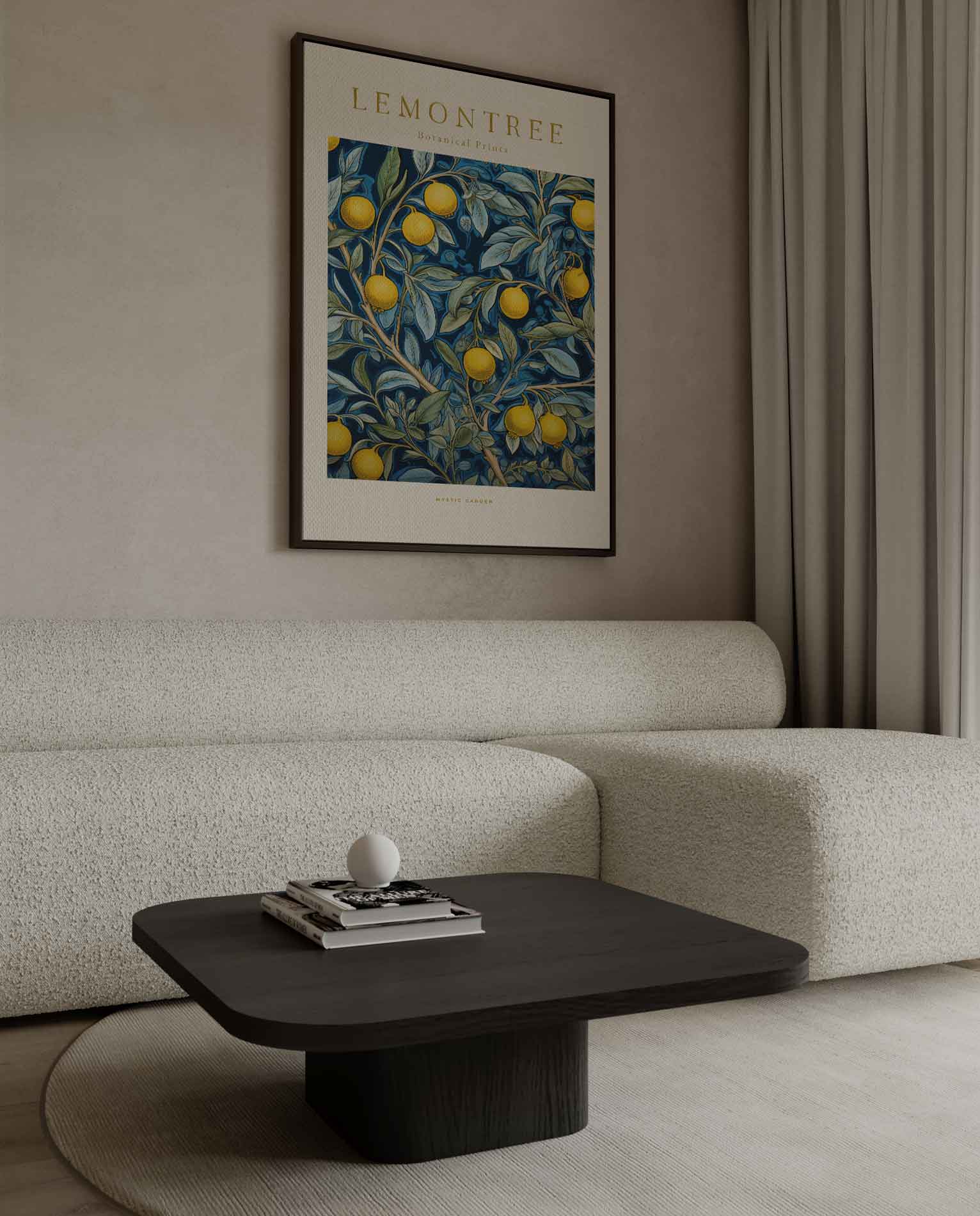 Botanische Citroenprint Kunstwerk-canvas-dibond-plexiglas-wanddecoratie-WallArtistic