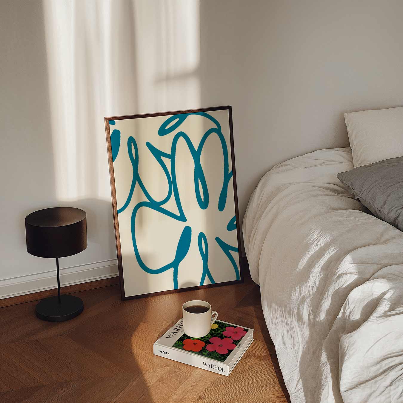 Abstracte Blauwe Bloem Poster-WallArtistic