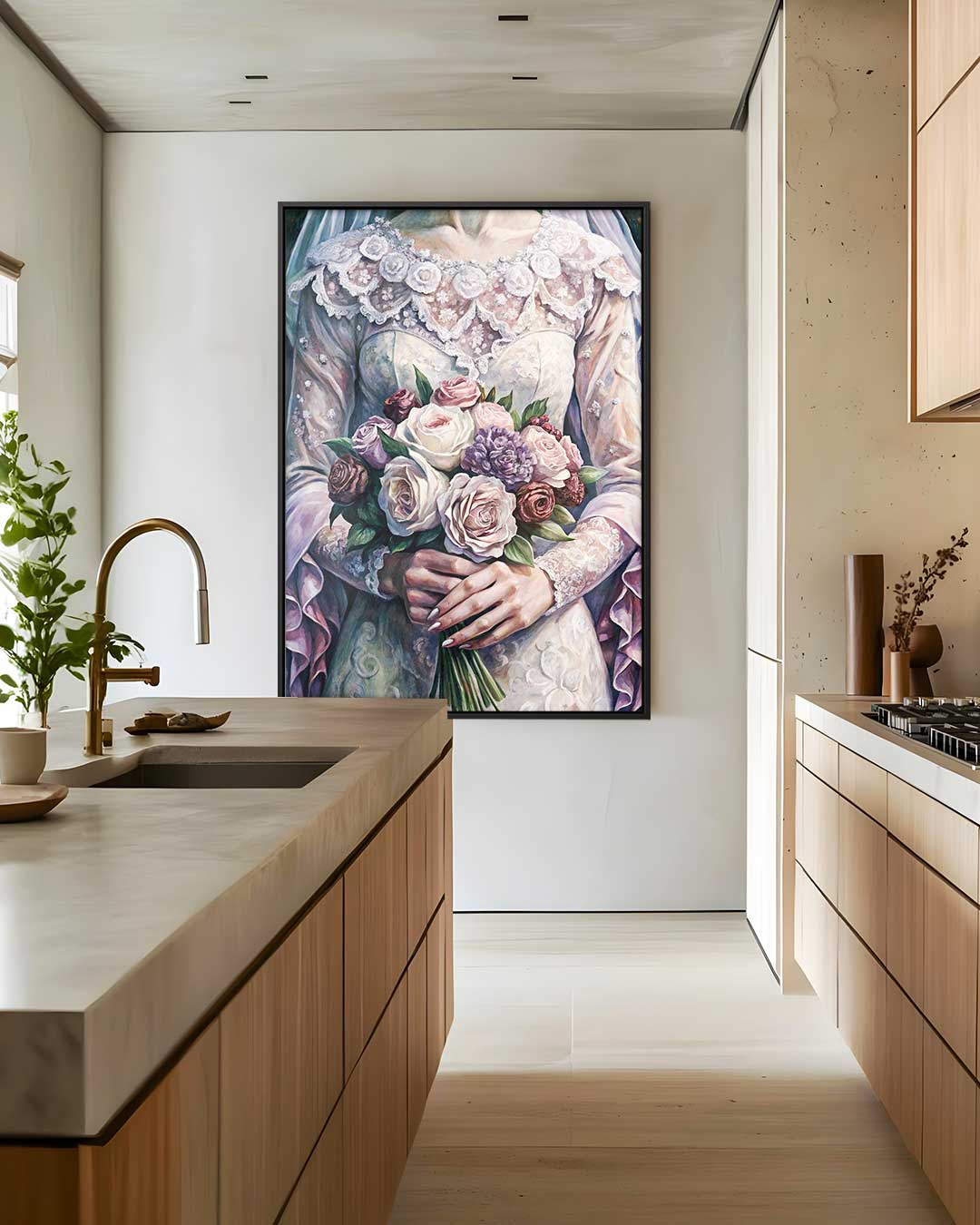 Romantisch Bruidsportret Kunstwerk-canvas-dibond-plexiglas-wanddecoratie-WallArtistic