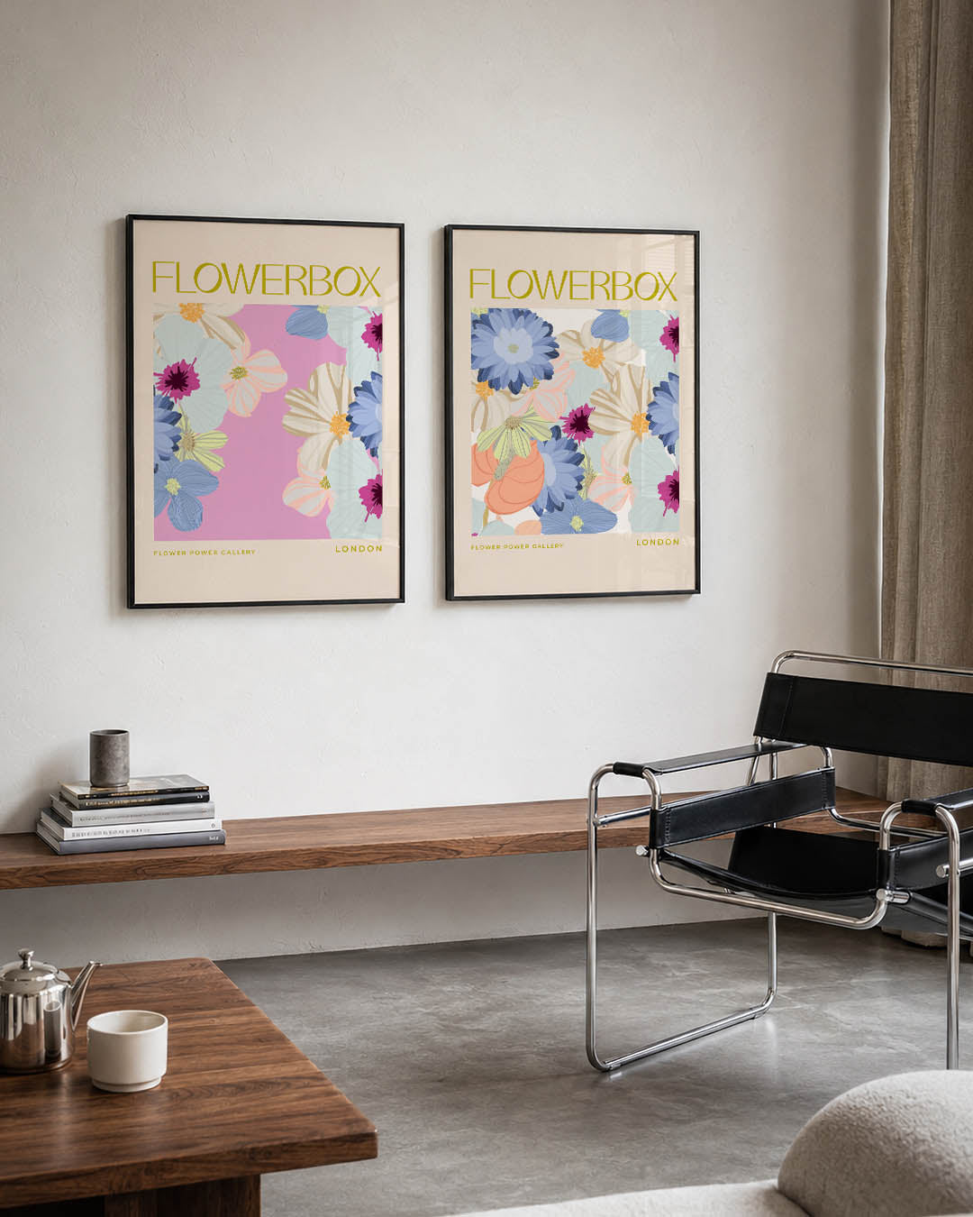 Bloemen en pastel Posterset