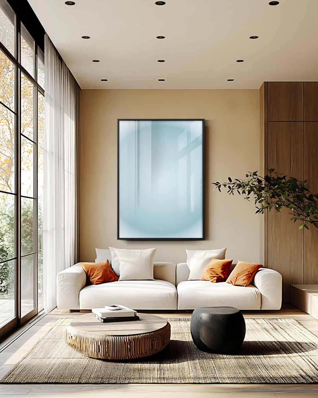 Rustgevende Blauwe Cirkel Kunstwerk-canvas-dibond-plexiglas-wanddecoratie-WallArtistic