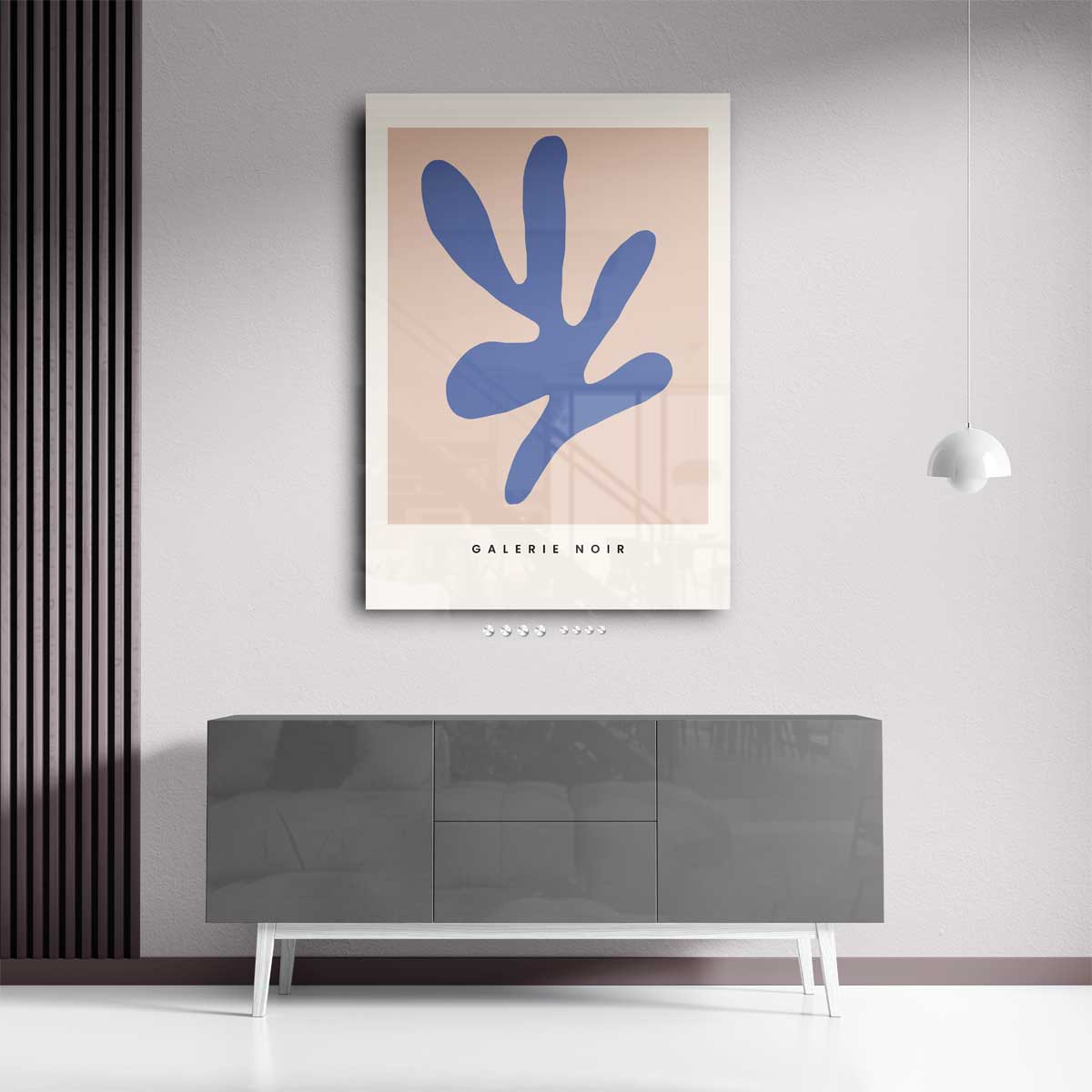 Abstracte Blauw Op Beige Kunstwerk-canvas-dibond-plexiglas-wanddecoratie-WallArtistic