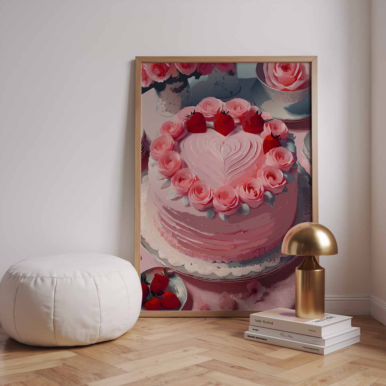 Romantische Rozen & Aardbeien Patisserie Poster