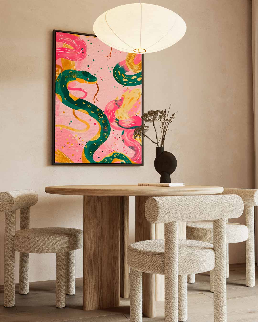 Vrolijk Slangenwandeling Kunstwerk-canvas-dibond-plexiglas-wanddecoratie-WallArtistic