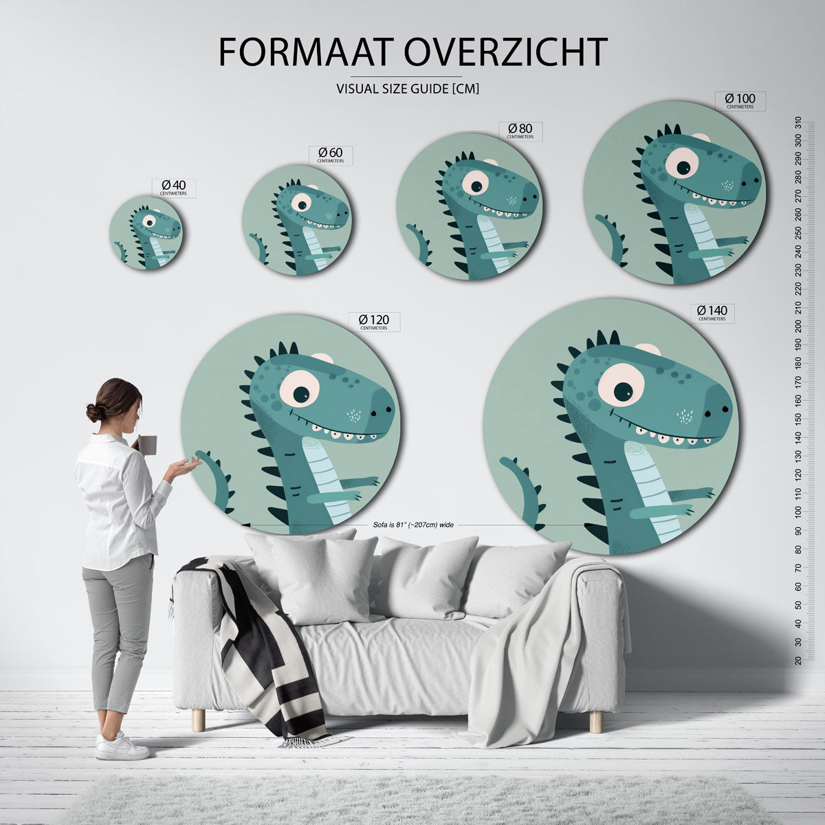 Blauwe dinosaurus Muurcirkel