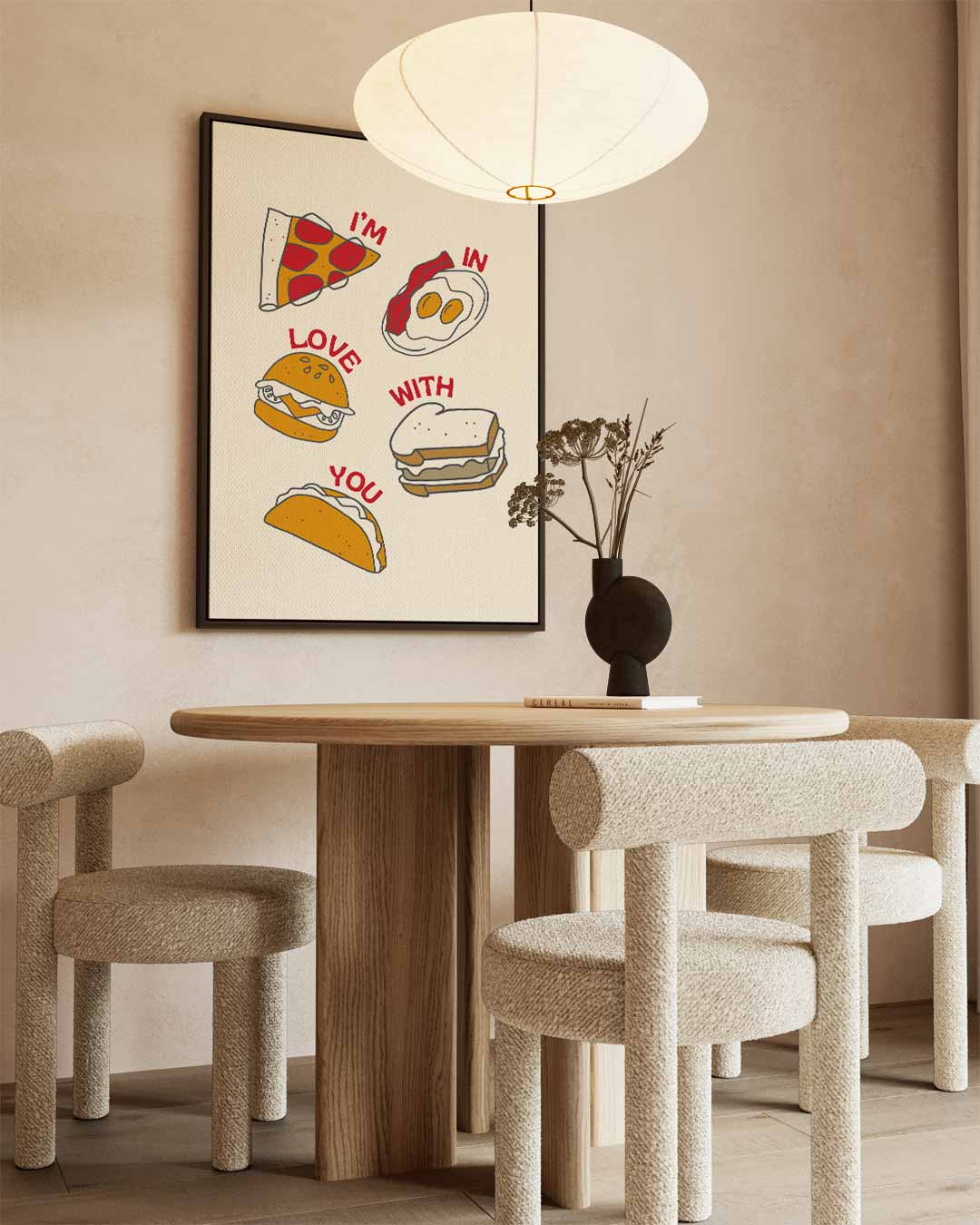 Liefde voor Eten Illustratie Kunstwerk-canvas-dibond-plexiglas-wanddecoratie-WallArtistic