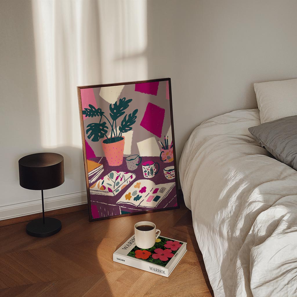 Creatieve Werkplek met Kleuren en Patronen Poster