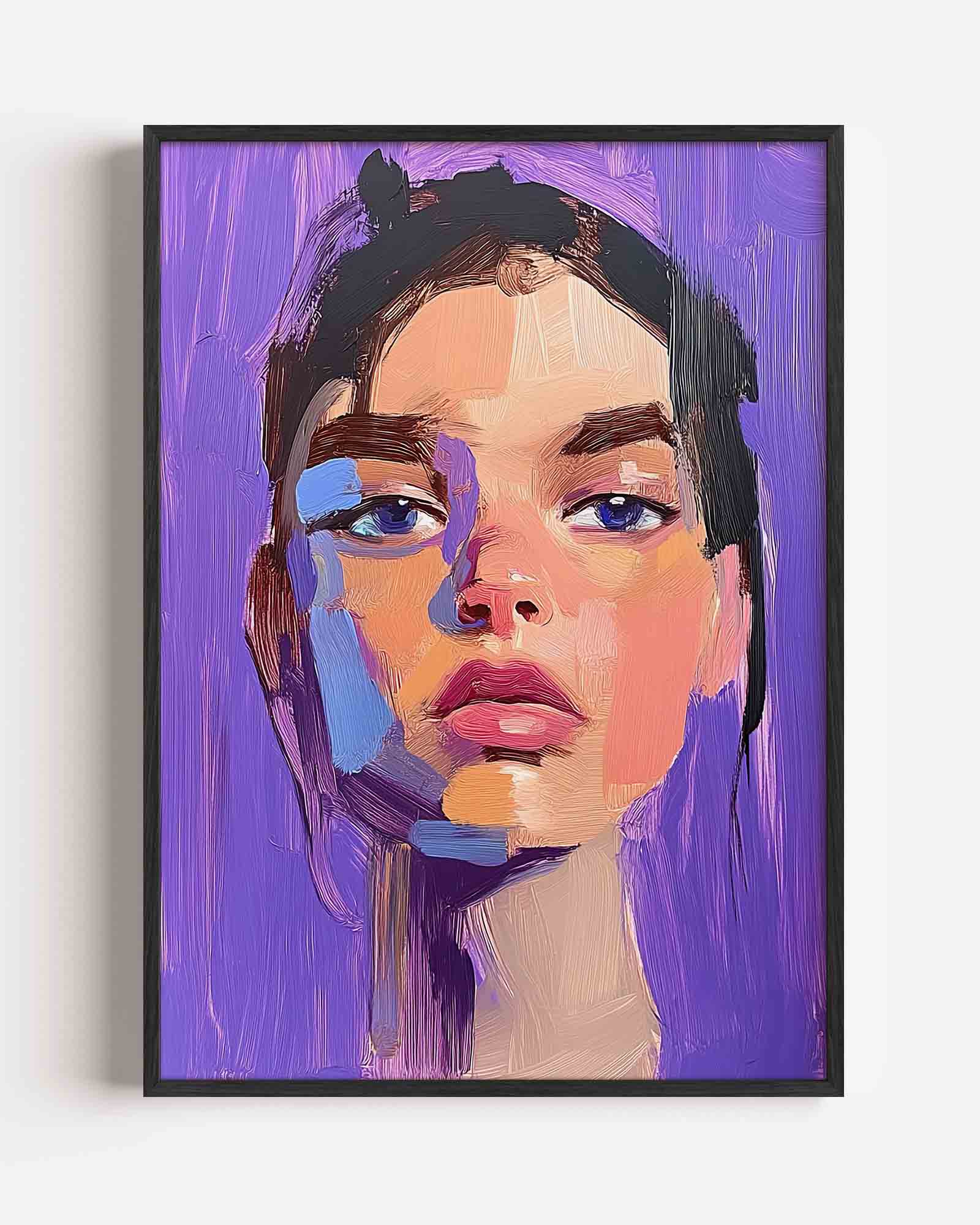Portret met paarse achtergrond Poster