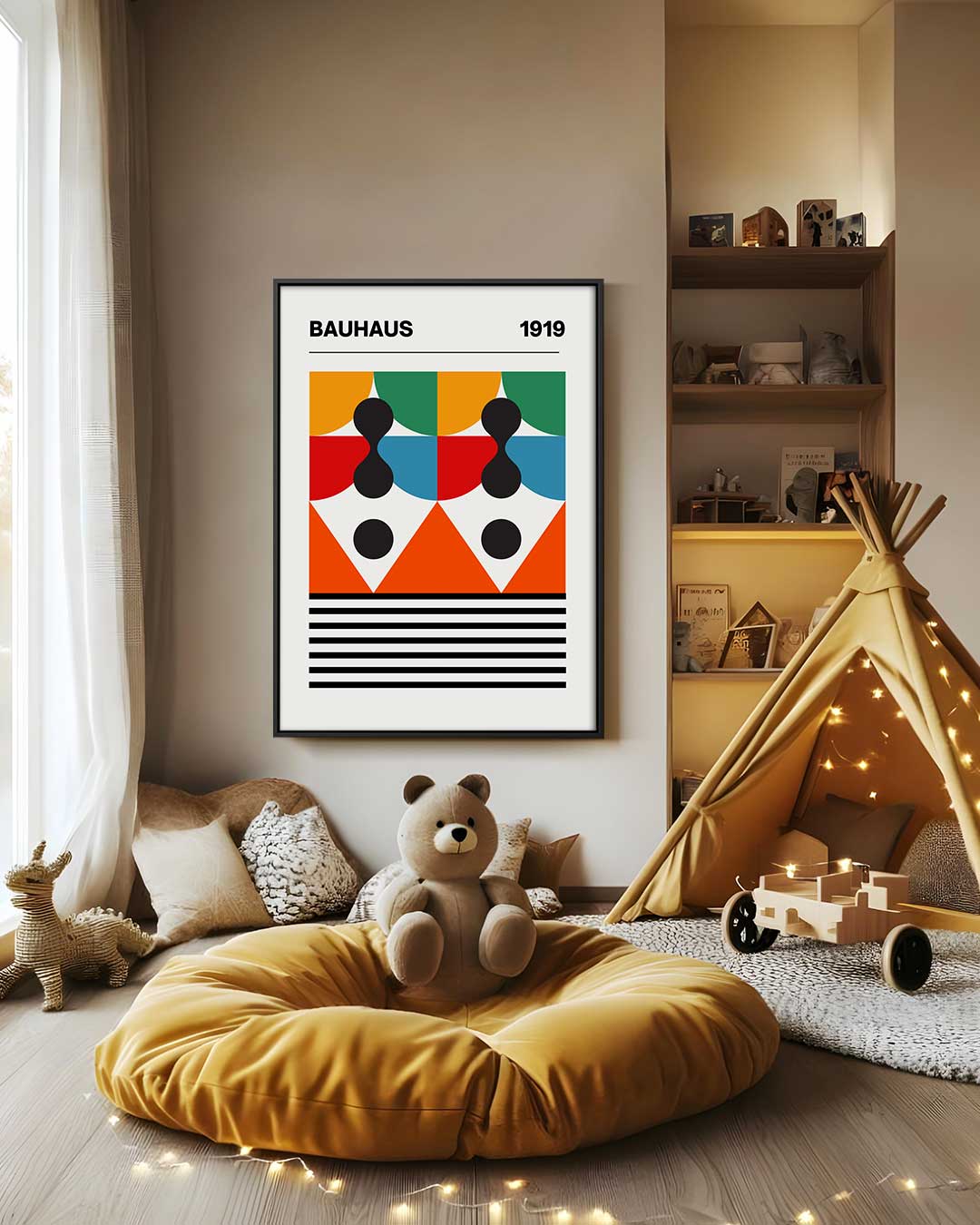 Geometrische Bauhaus Poster Kunstwerk-canvas-dibond-plexiglas-wanddecoratie-WallArtistic