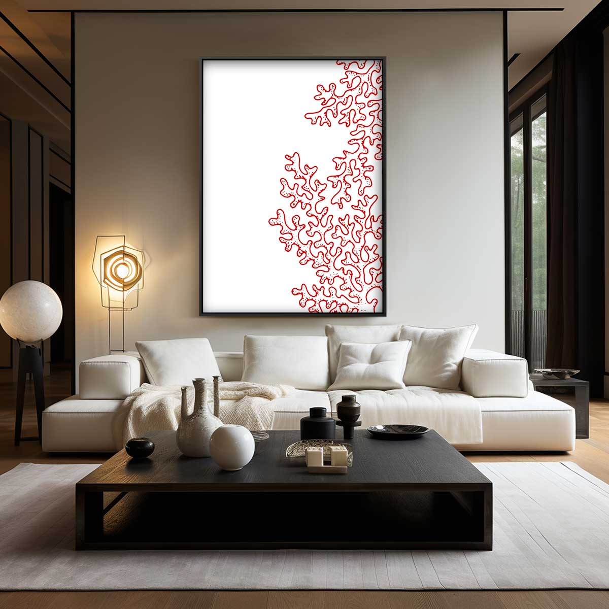 Rode Koraalpatroon Kunstwerk-canvas-dibond-plexiglas-wanddecoratie-WallArtistic