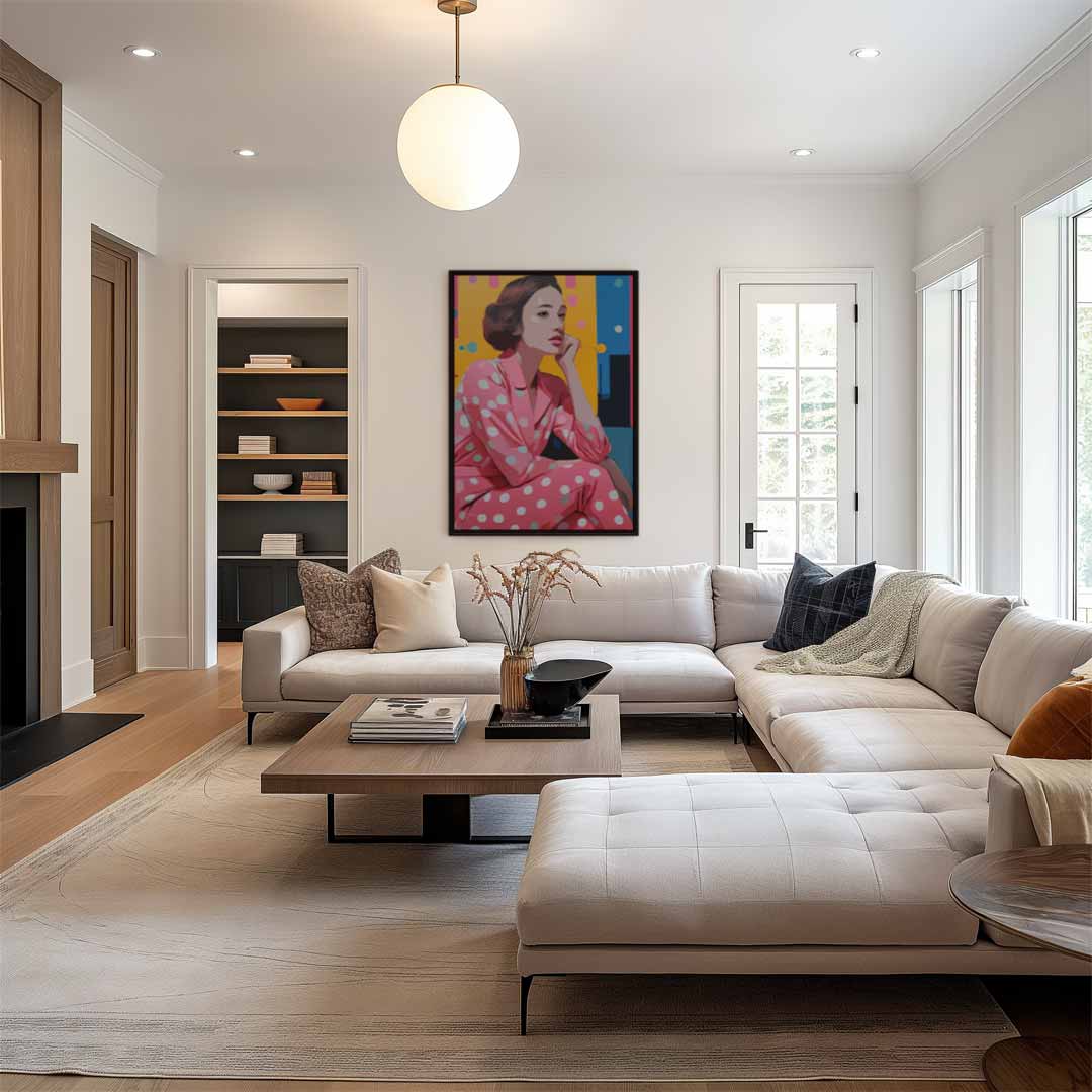 Vrolijke Reflectie in Roze Kunstwerk-canvas-dibond-plexiglas-wanddecoratie-WallArtistic