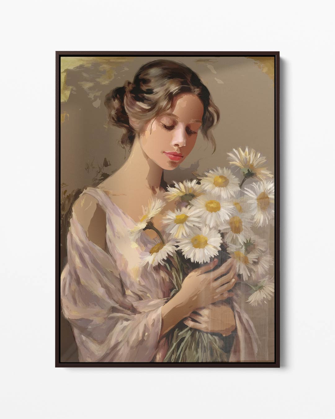 Vrouw met Madeliefjes Kunstwerk-canvas-dibond-plexiglas-wanddecoratie-WallArtistic