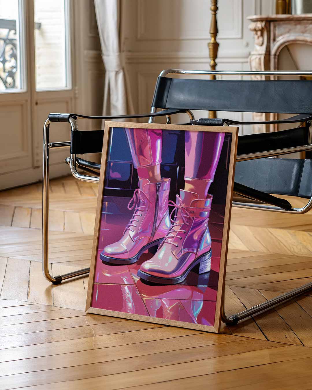 Trendy Roze Enkellaarzen Poster
