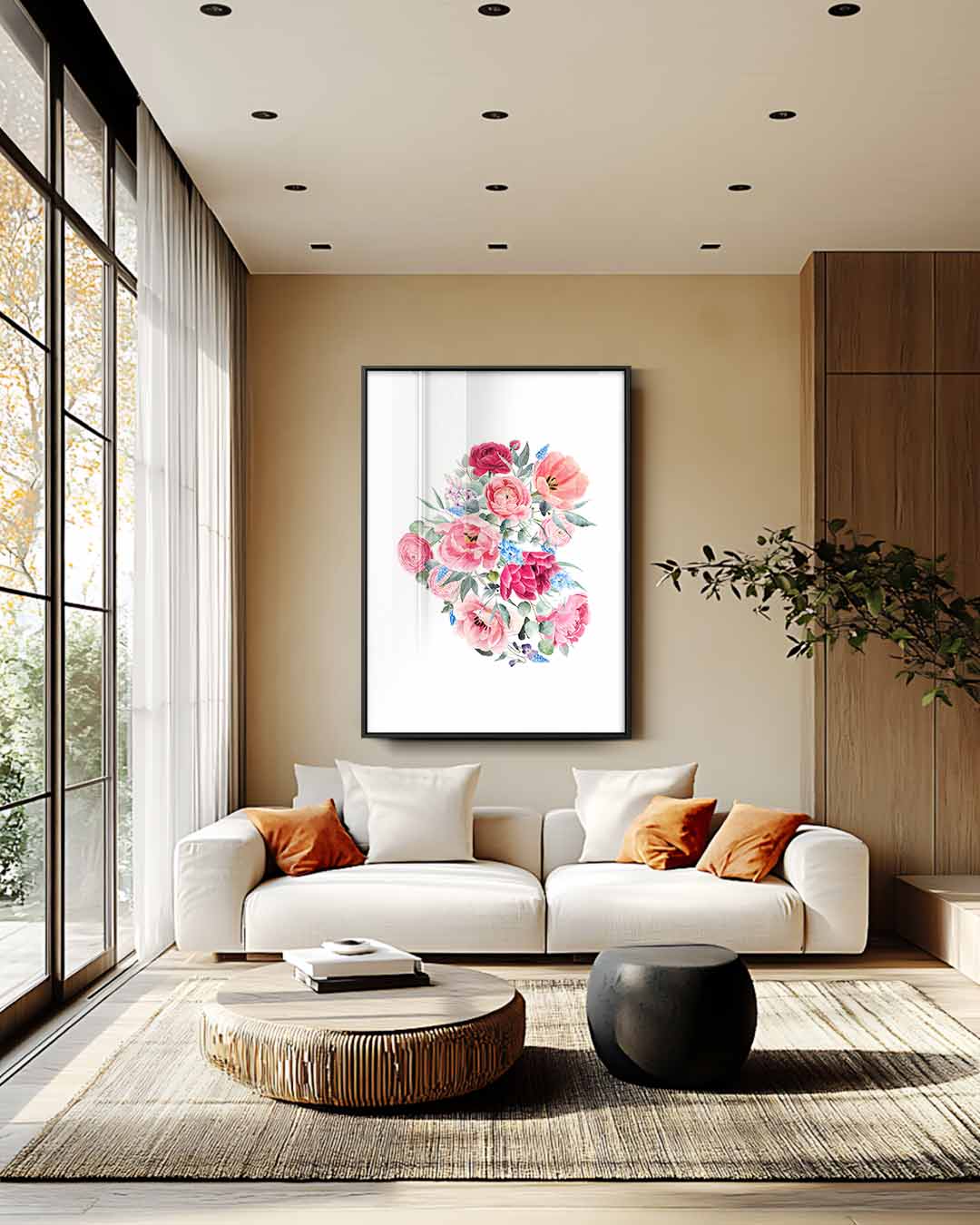 Bloemenpracht Aquarel Kunstwerk-canvas-dibond-plexiglas-wanddecoratie-WallArtistic
