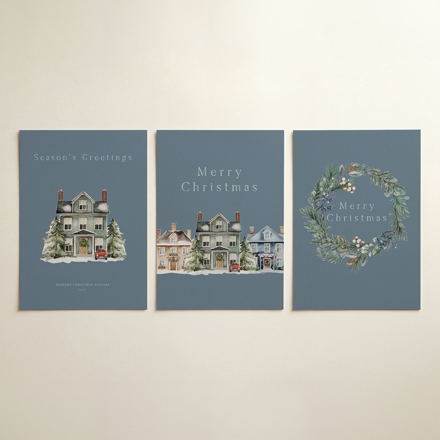 Winterhuis en auto Posterset
