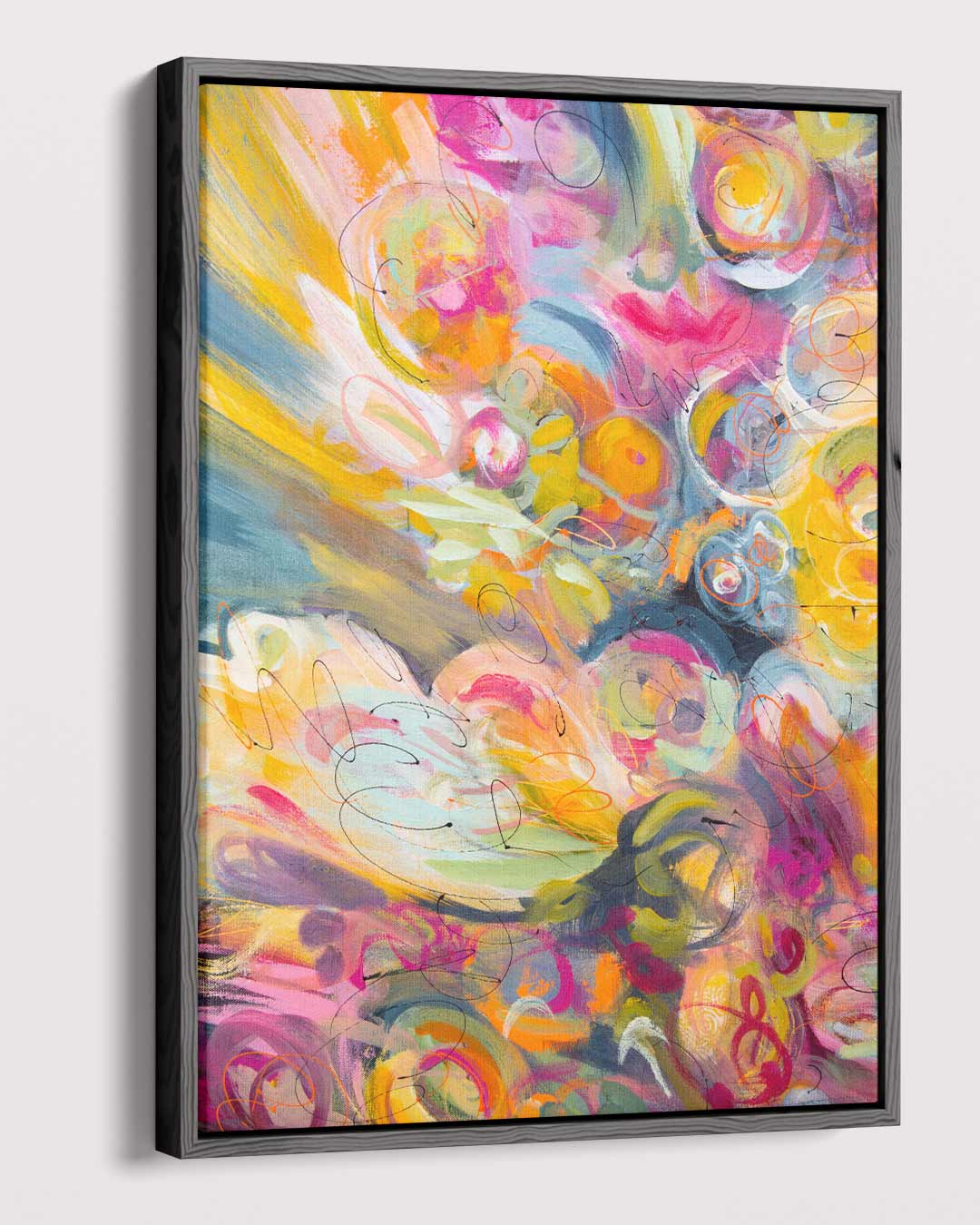 Vurige Bloemenexplosie Kunstwerk-canvas-dibond-plexiglas-wanddecoratie-WallArtistic