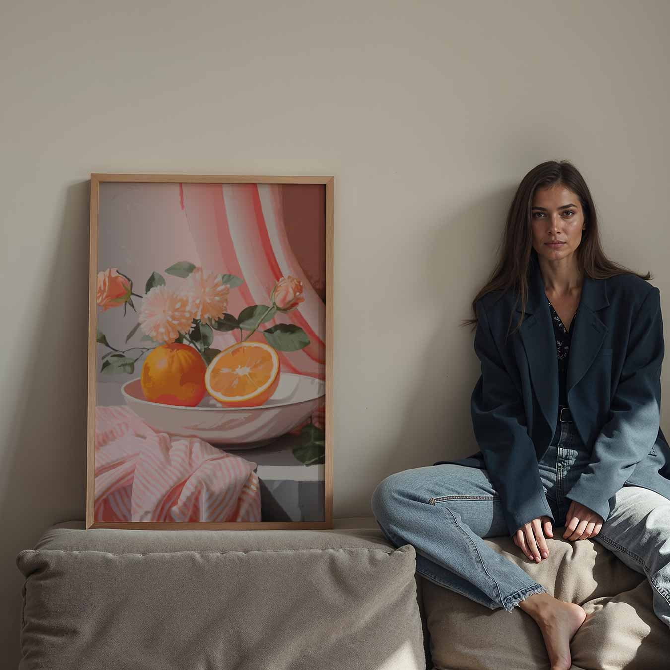 Bloemen en Citrus in Pastel Poster-WallArtistic