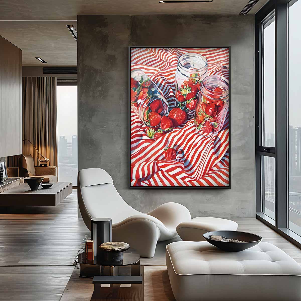Zomerse Aardbeien in Potten Kunstwerk-canvas-dibond-plexiglas-wanddecoratie-WallArtistic