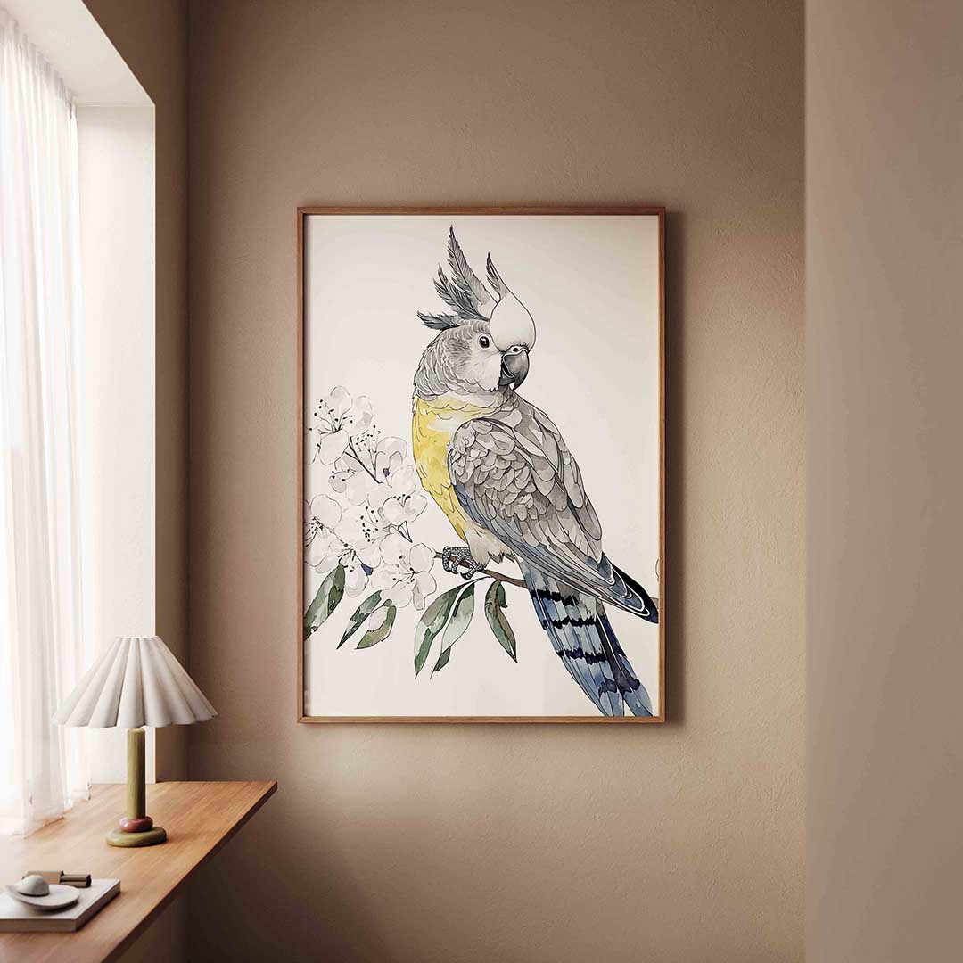 Papegaai en bloemen Poster