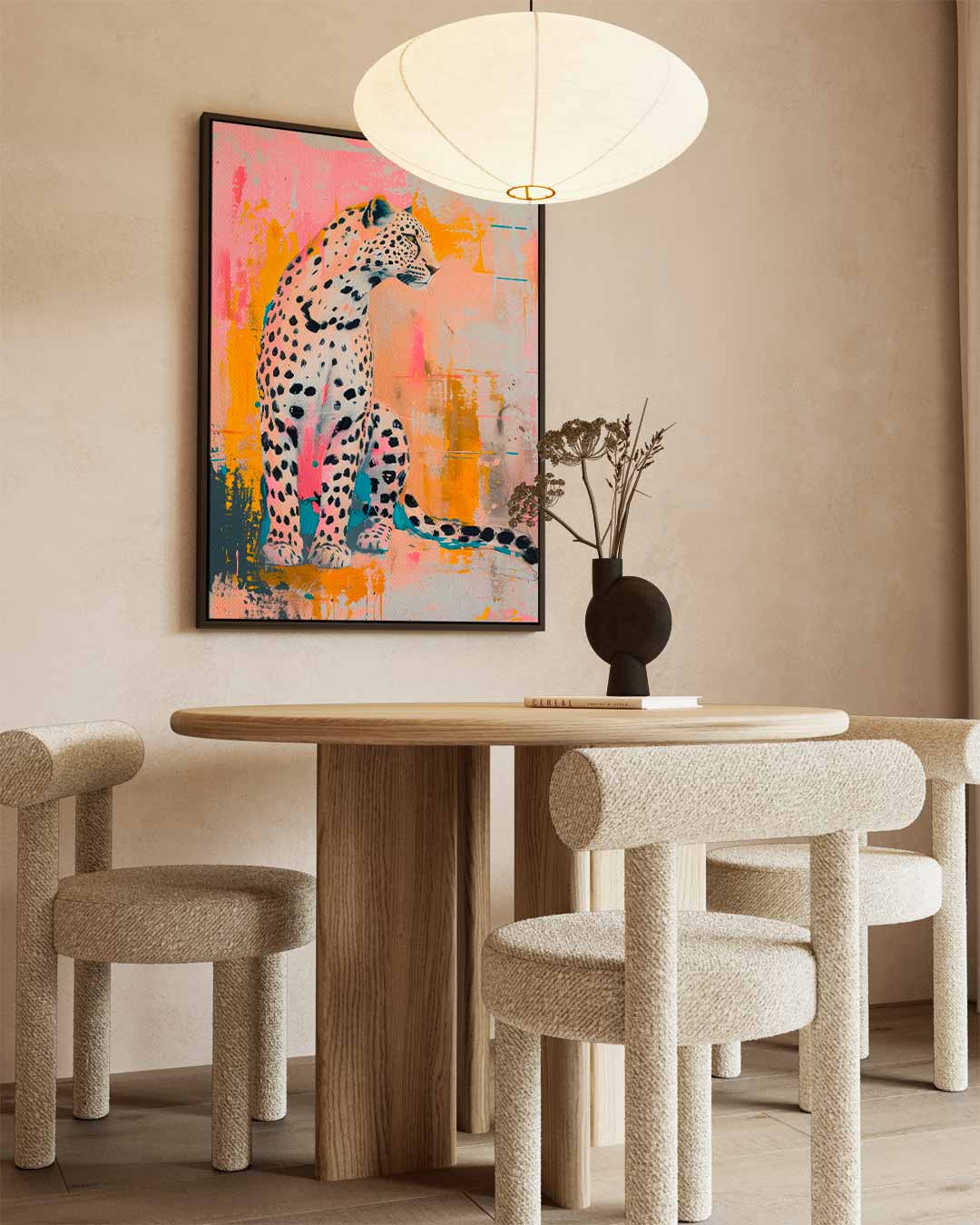 Kleurrijke Abstracte Luipaard Kunstwerk-canvas-dibond-plexiglas-wanddecoratie-WallArtistic