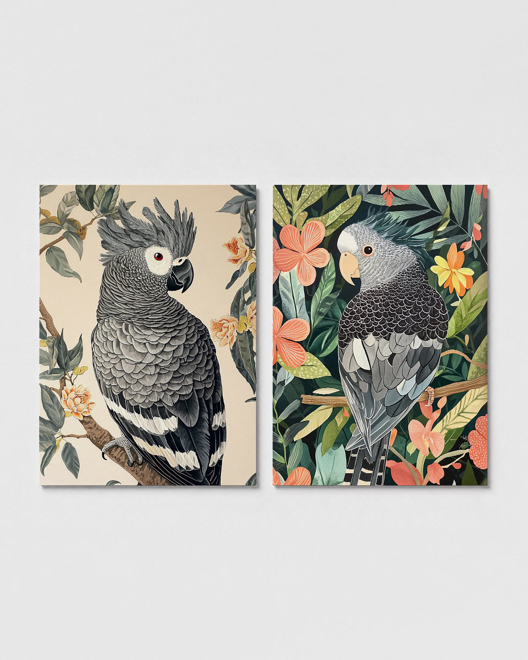 Vogel en bloemen Posterset