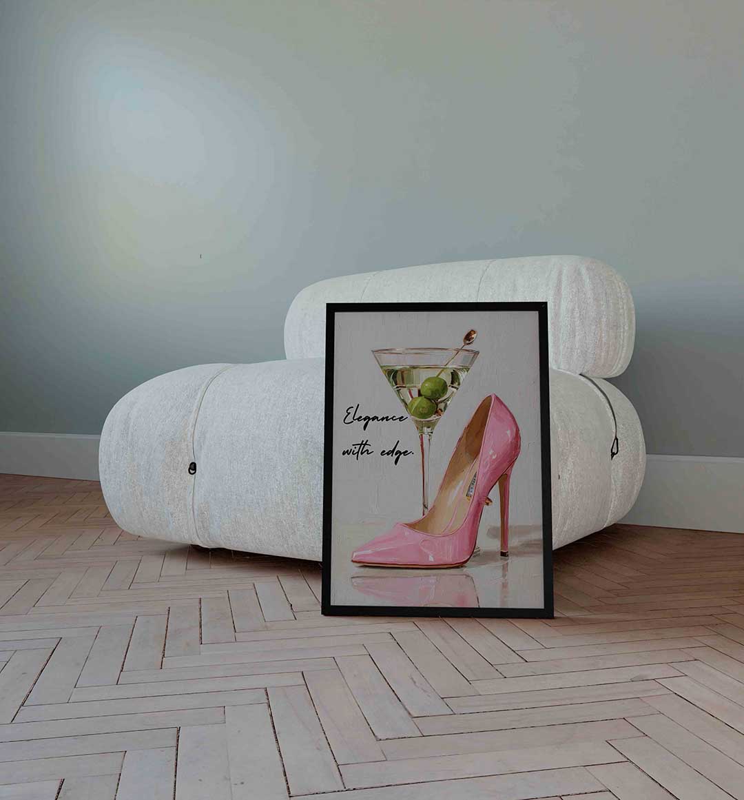 Martini en roze pump Poster
