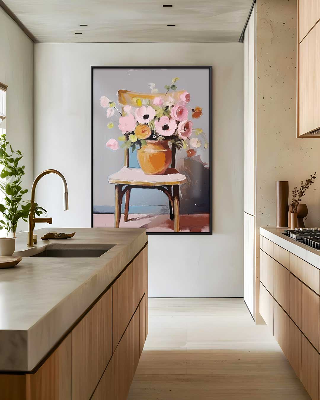 Bloemenpracht op Stoel Kunstwerk-canvas-dibond-plexiglas-wanddecoratie-WallArtistic