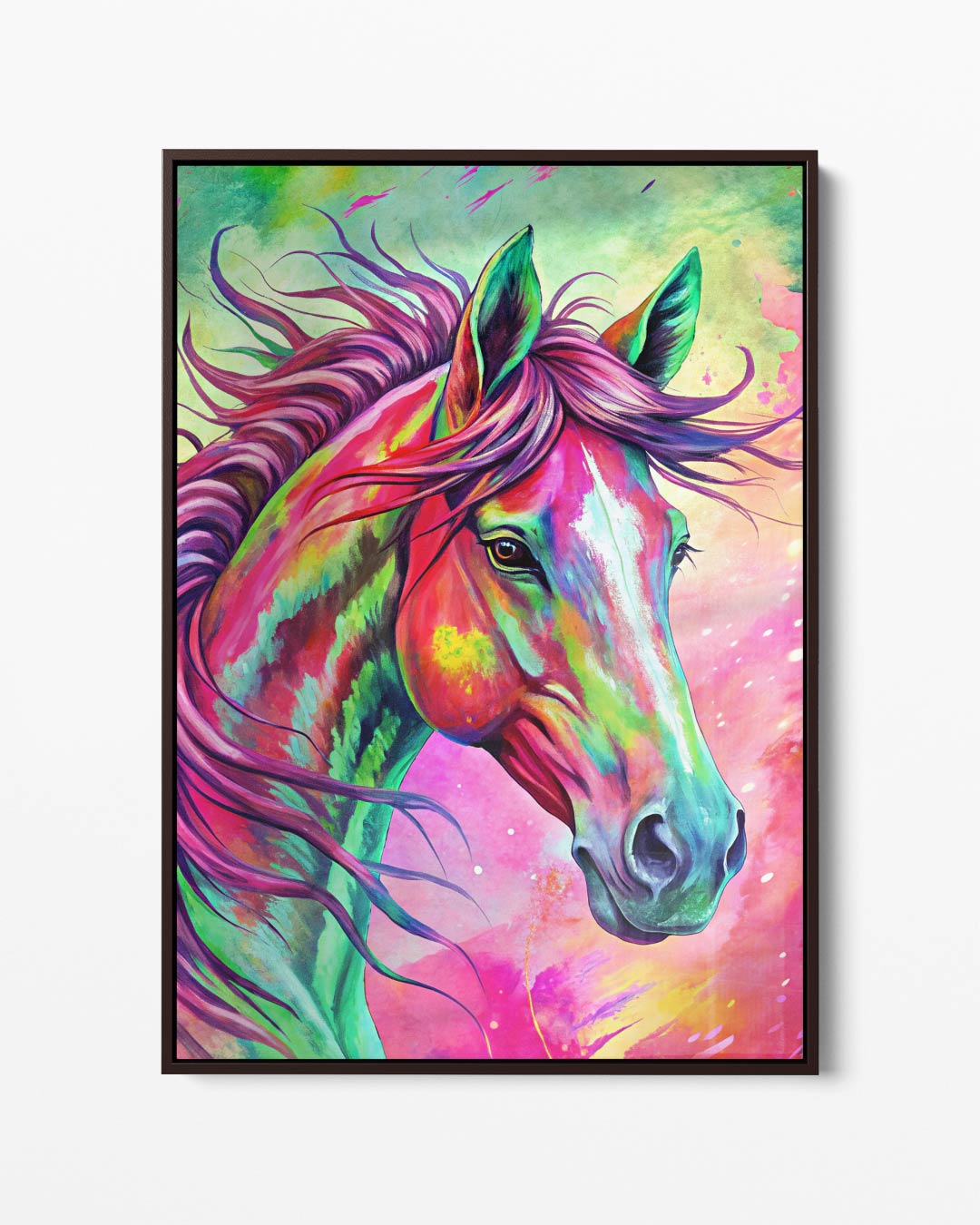 Kleurrijk Paardenportret Kunstwerk-canvas-dibond-plexiglas-wanddecoratie-WallArtistic