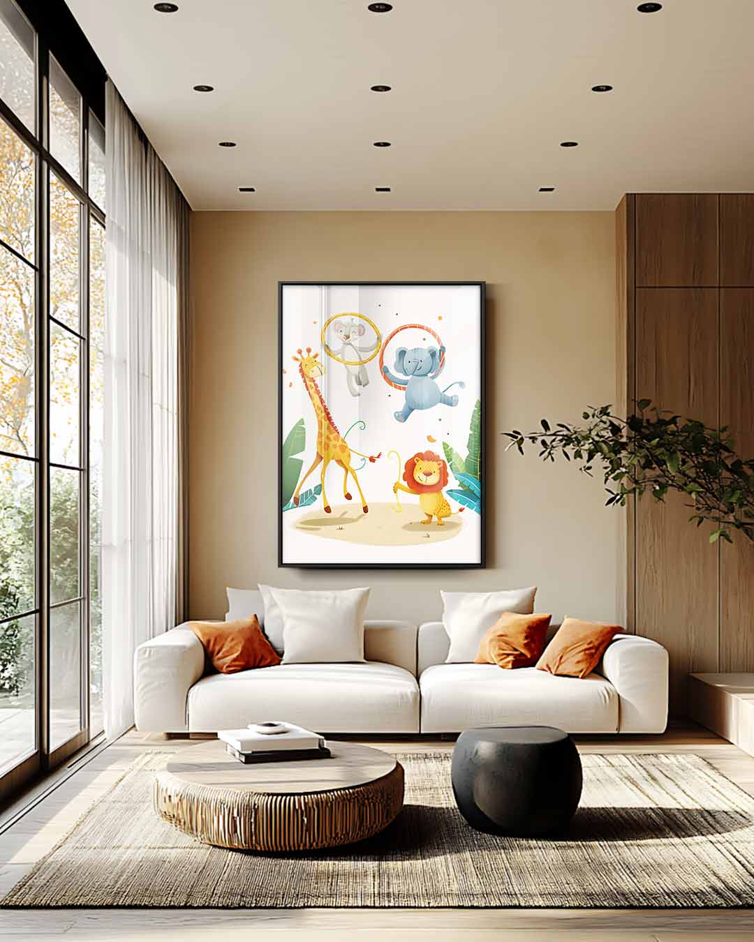 Dierlijke Circusshow Kunstwerk-canvas-dibond-plexiglas-wanddecoratie-WallArtistic