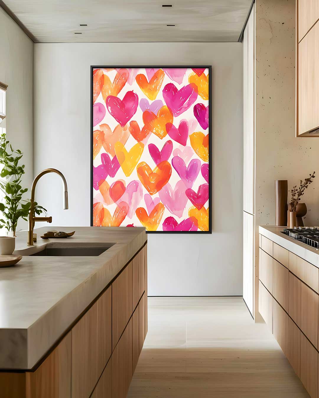 Kleurrijke Harten Patroon Kunstwerk-canvas-dibond-plexiglas-wanddecoratie-WallArtistic