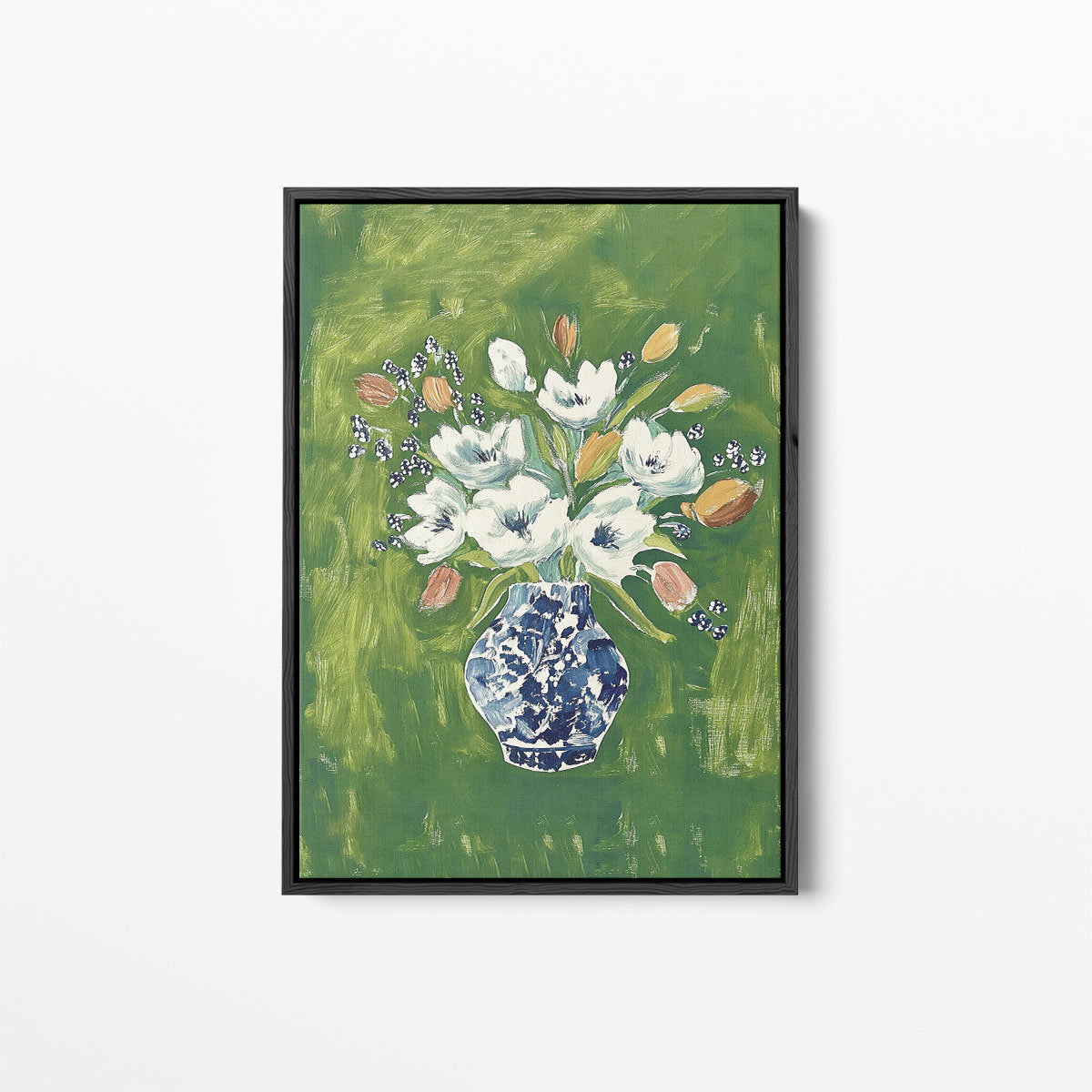 Bloemenpracht in Blauwe Vaas Kunstwerk-canvas-dibond-plexiglas-wanddecoratie-WallArtistic