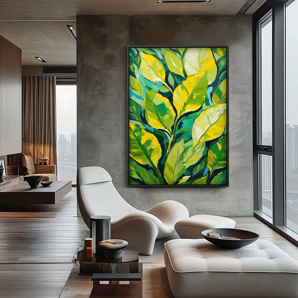 Groene Bladeren Sfeer Kunstwerk-canvas-dibond-plexiglas-wanddecoratie-WallArtistic