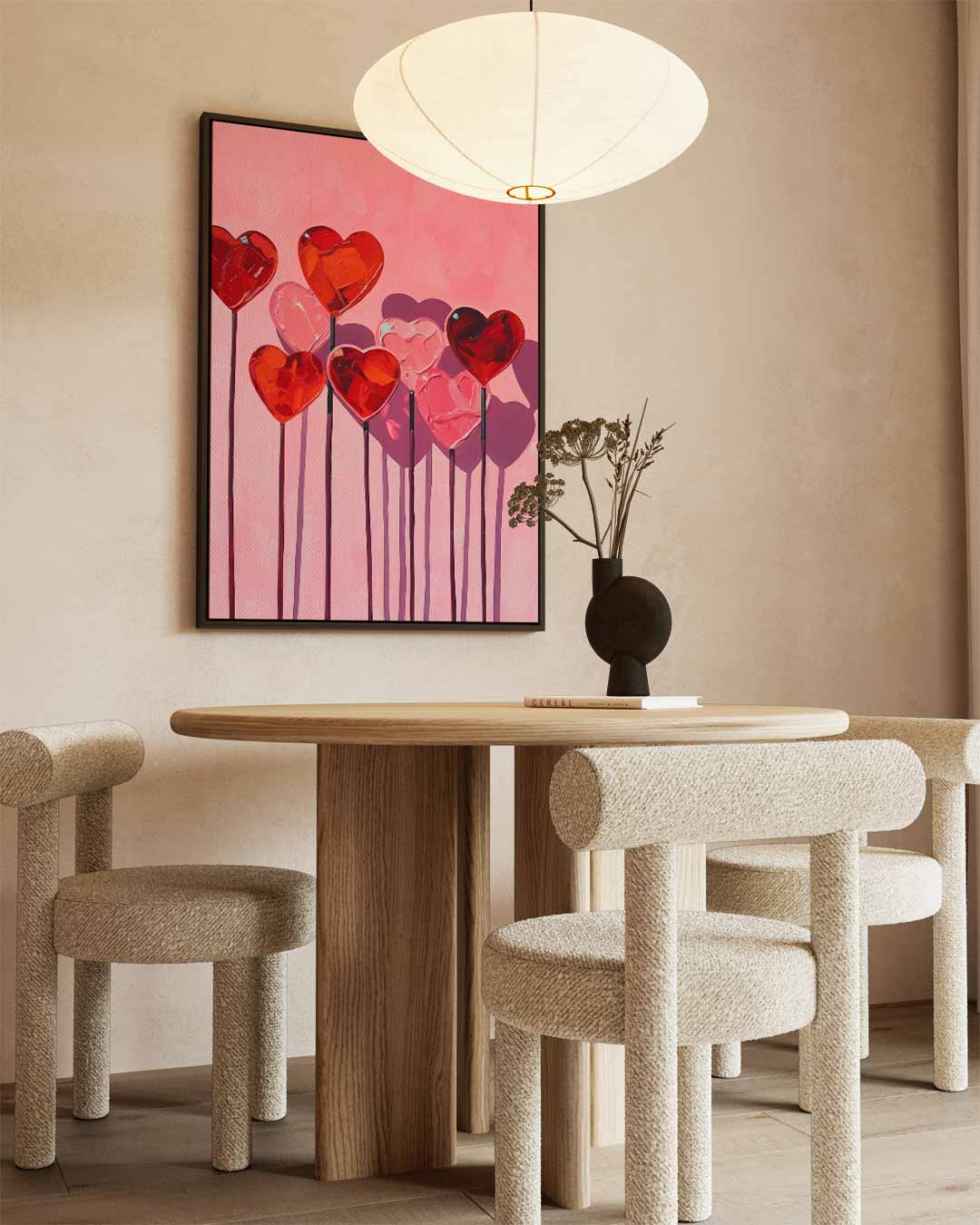 Hartvormige Bloemen in Roze Kunstwerk-canvas-dibond-plexiglas-wanddecoratie-WallArtistic