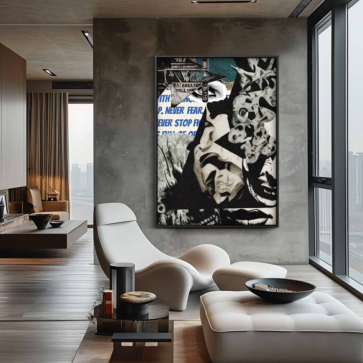 Dynamische Duistere Collage Kunstwerk-canvas-dibond-plexiglas-wanddecoratie-WallArtistic