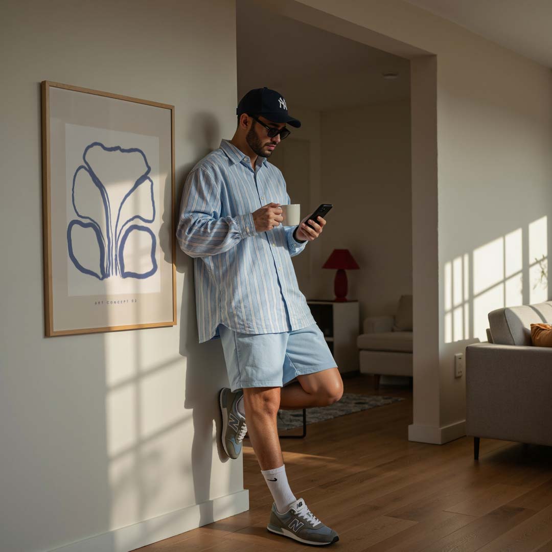 Moderne Blauw Abstractie Poster-WallArtistic