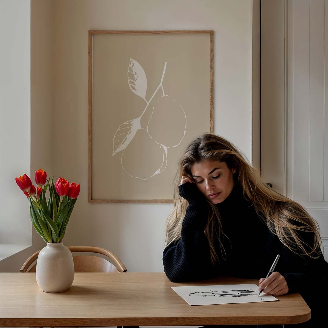 Stijlvolle Perentekening Poster-WallArtistic