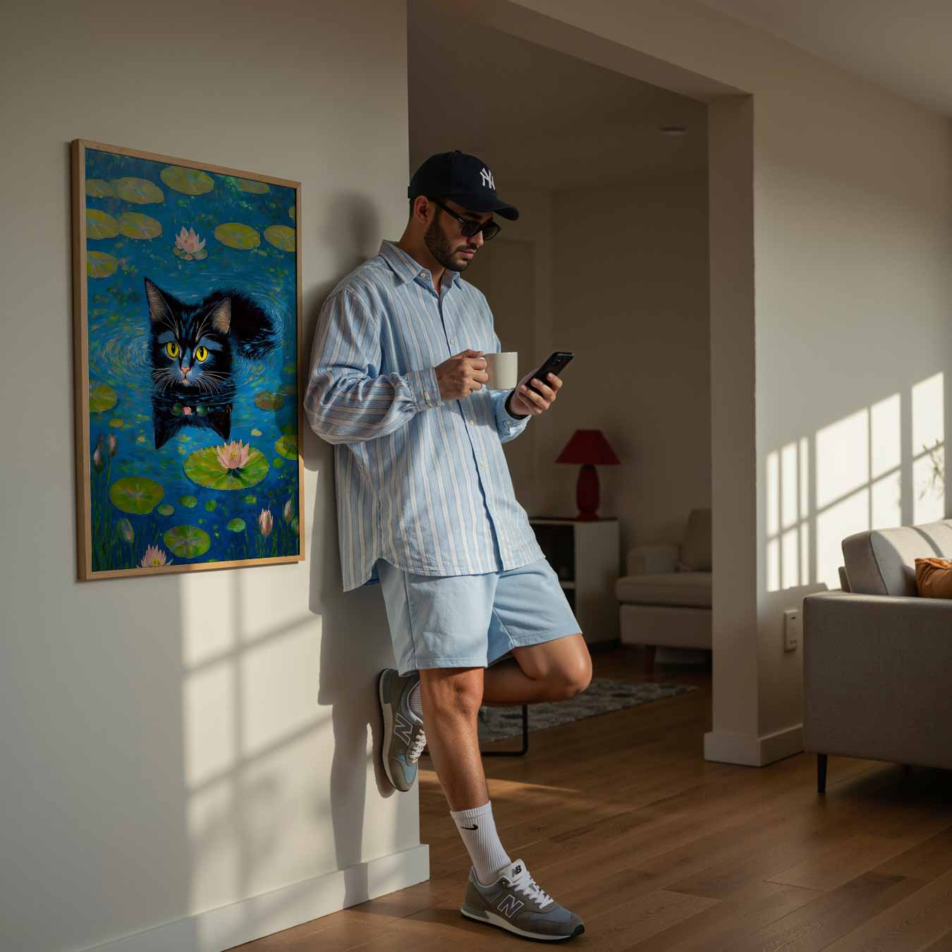 Zwemavontuur van de Kat Poster-WallArtistic